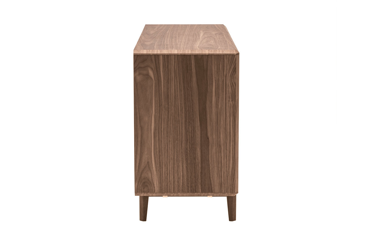 Commode vintage en bois fonc� noyer 3 tiroirs L90 cm SUVA