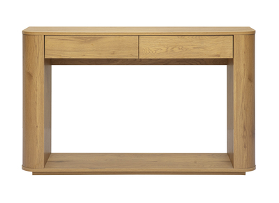 Console finition bois clair ch&ecirc;ne 2 tiroirs L120 cm NEGAN