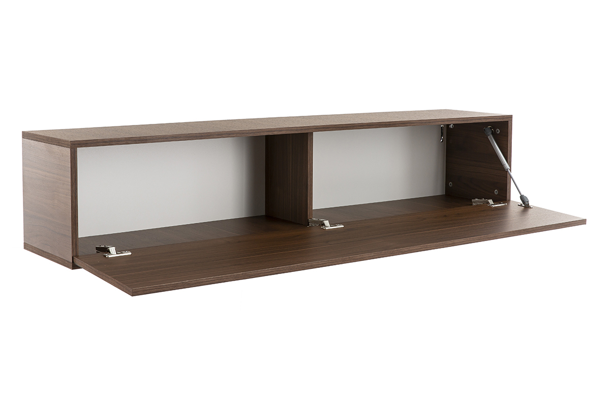 �l�ment mural TV horizontal finition bois fonc� noyer L137.5 cm ETERNEL
