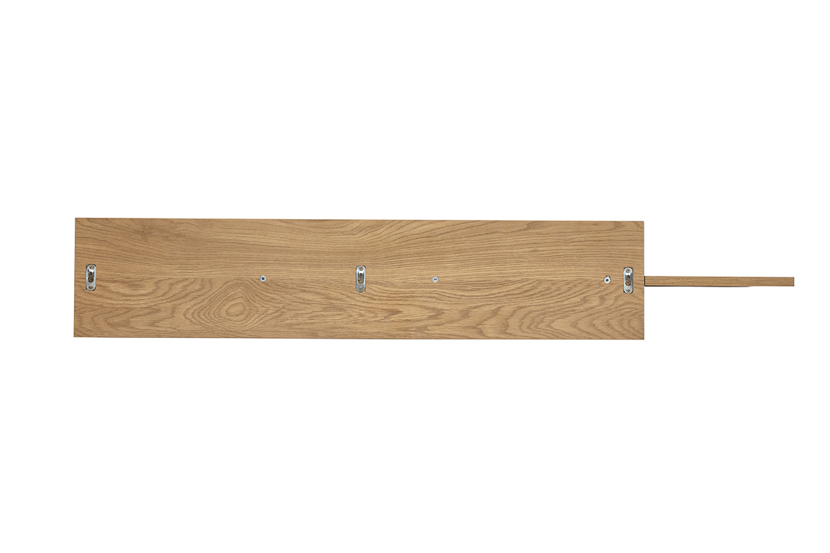 �tag�re murale en bois clair ch�ne vue de dos, longueur 120 cm, design minimaliste.