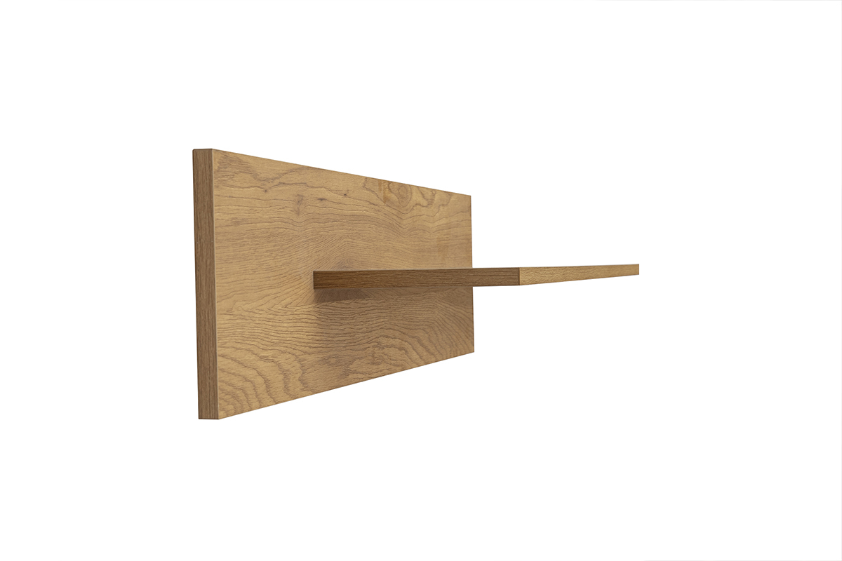 �tag�re murale CIME en bois clair ch�ne, vue de profil, design moderne et �pur�.