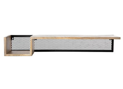 &Eacute;tag&egrave;re murale industrielle en bois manguier massif et m&eacute;tal noir L90 cm RACK