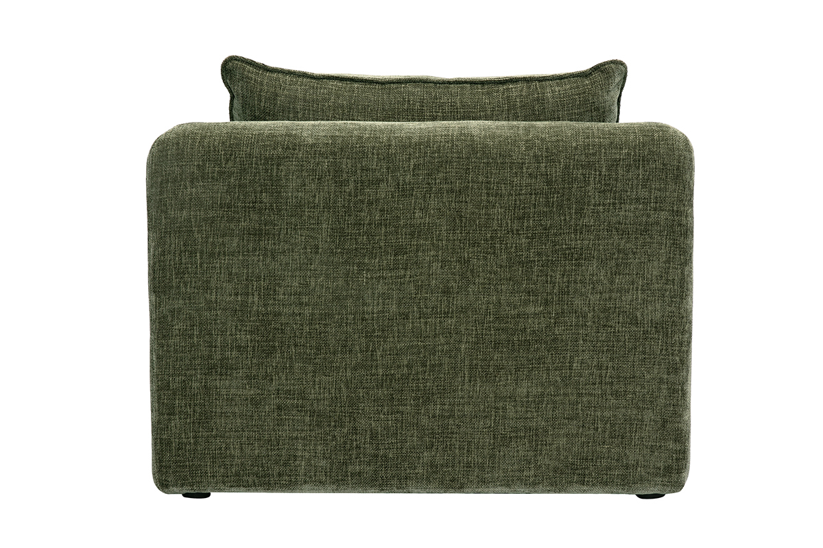Fauteuil convertible en tissu vert effet velours, vue arri�re.