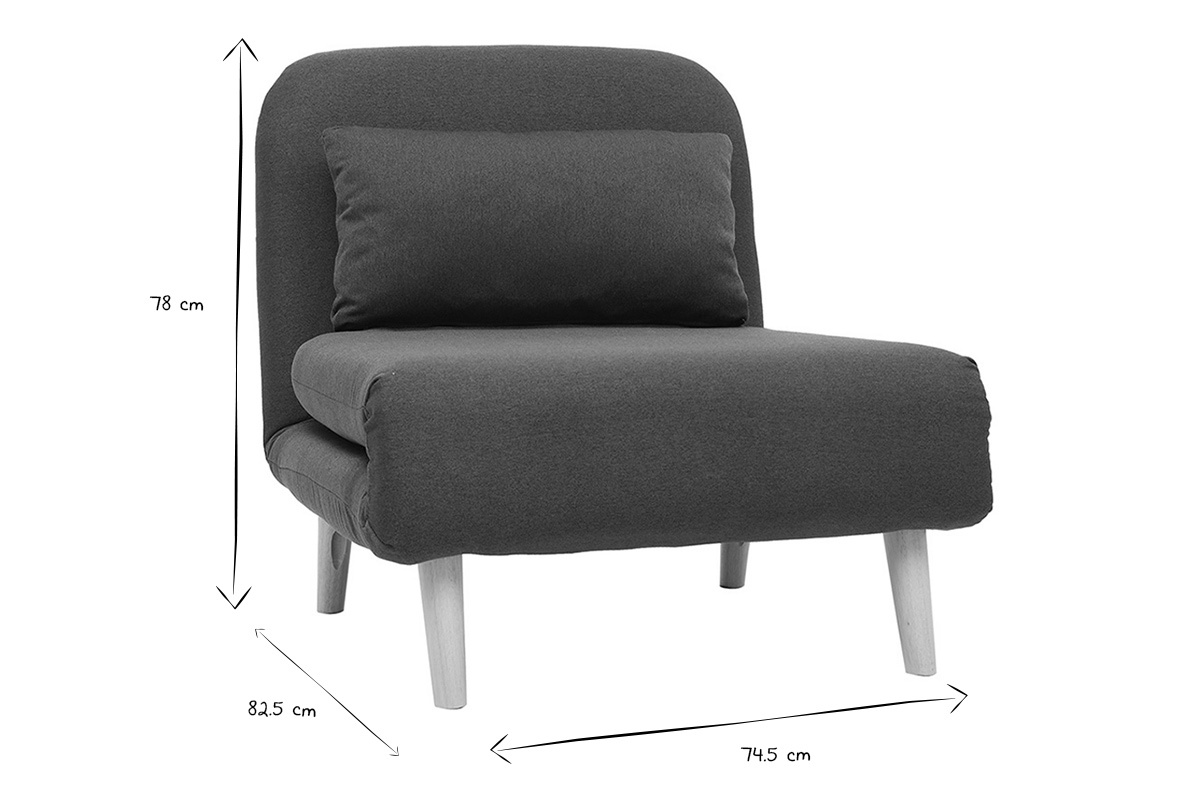 Fauteuil AMIKO en noir et blanc, dimensions 78 cm de haut, 82.5 cm de profondeur, 74.5 cm de large.