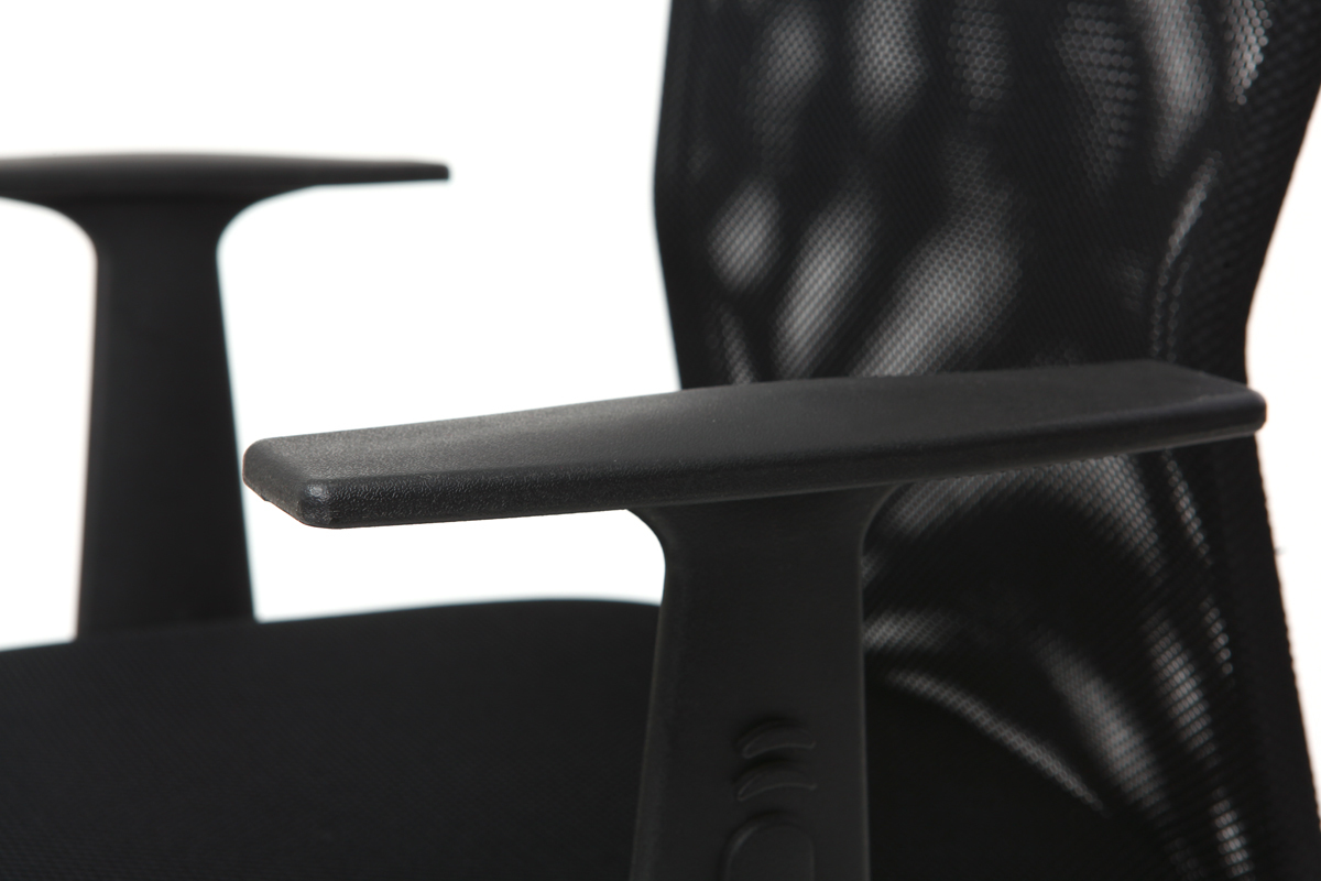 Fauteuil de bureau � roulettes design en mesh noir et acier chrom� PLUZ