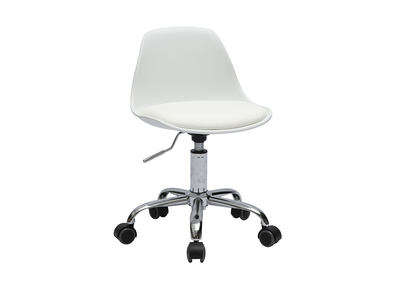 Fauteuil de bureau blanc enfant &agrave; roulettes STEEVY