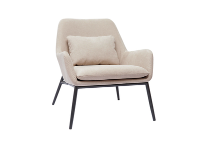 Fauteuil design en tissu effet velours beige et m&eacute;tal noir MAXINE