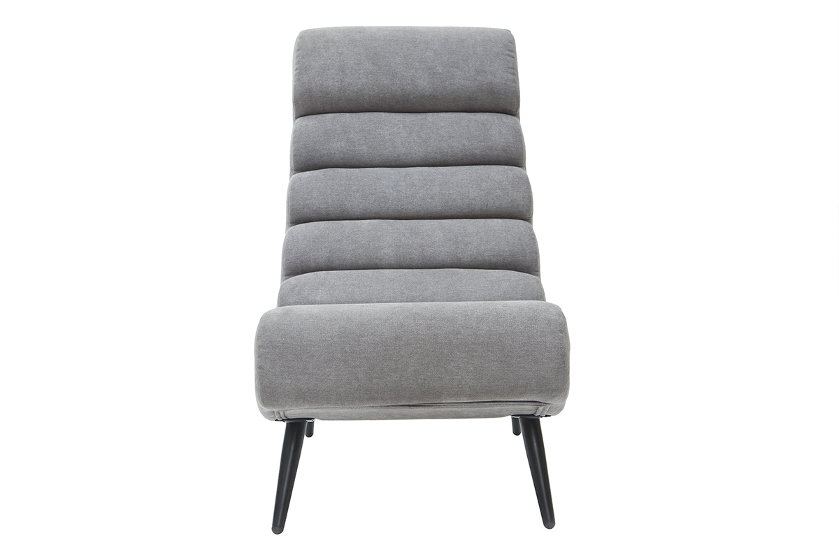 Fauteuil design en tissu effet velours gris et m�tal noir TAYLOR