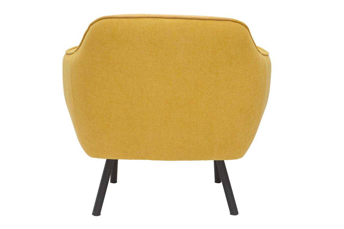 Fauteuil design en tissu effet velours jaune moutarde et m�tal noir LAURENS