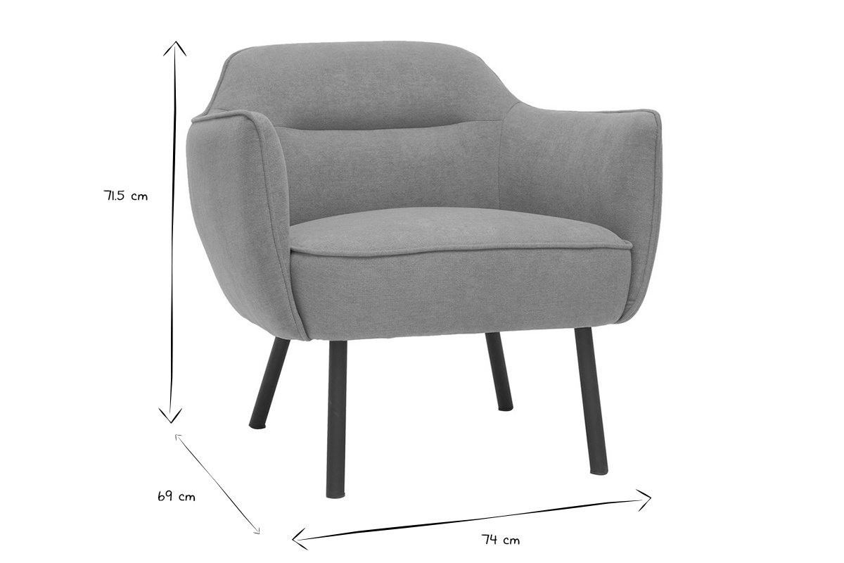 Fauteuil design en tissu effet velours jaune moutarde et m�tal noir LAURENS