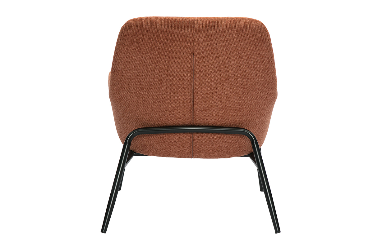 Fauteuil MAXINE en tissu terre brul�e et m�tal noir, vue de dos.