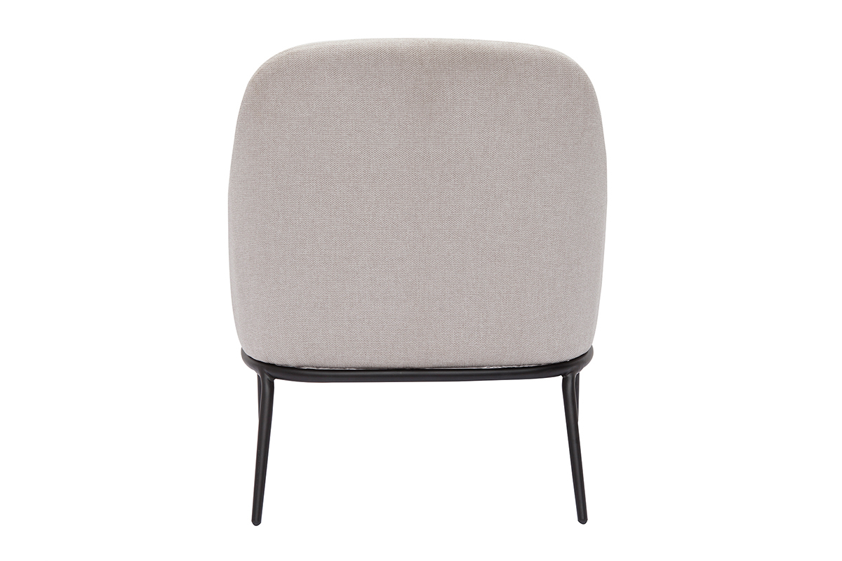 Fauteuil design en tissu effet velours textur� beige et m�tal noir BREGO