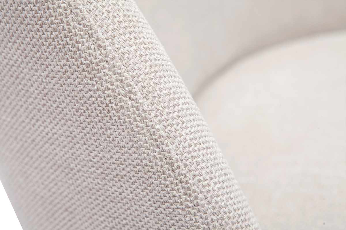 Fauteuil design en tissu effet velours textur� beige et m�tal noir BREGO