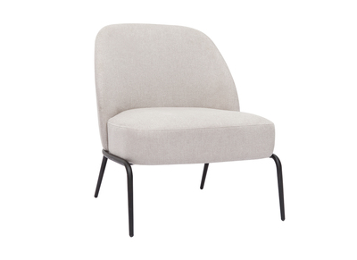 Fauteuil design en tissu effet velours textur&eacute; beige et m&eacute;tal noir BREGO