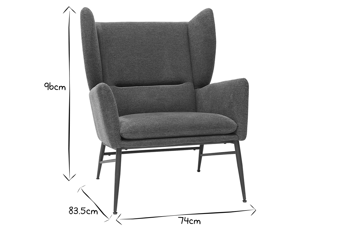 Fauteuil design en tissu effet velours textur� vert et m�tal noir COME