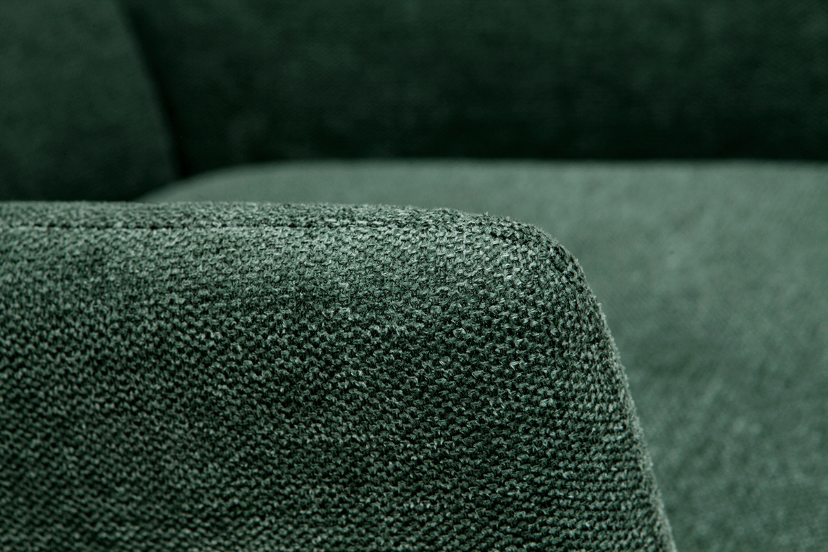 Fauteuil design en tissu effet velours textur� vert et m�tal noir COME