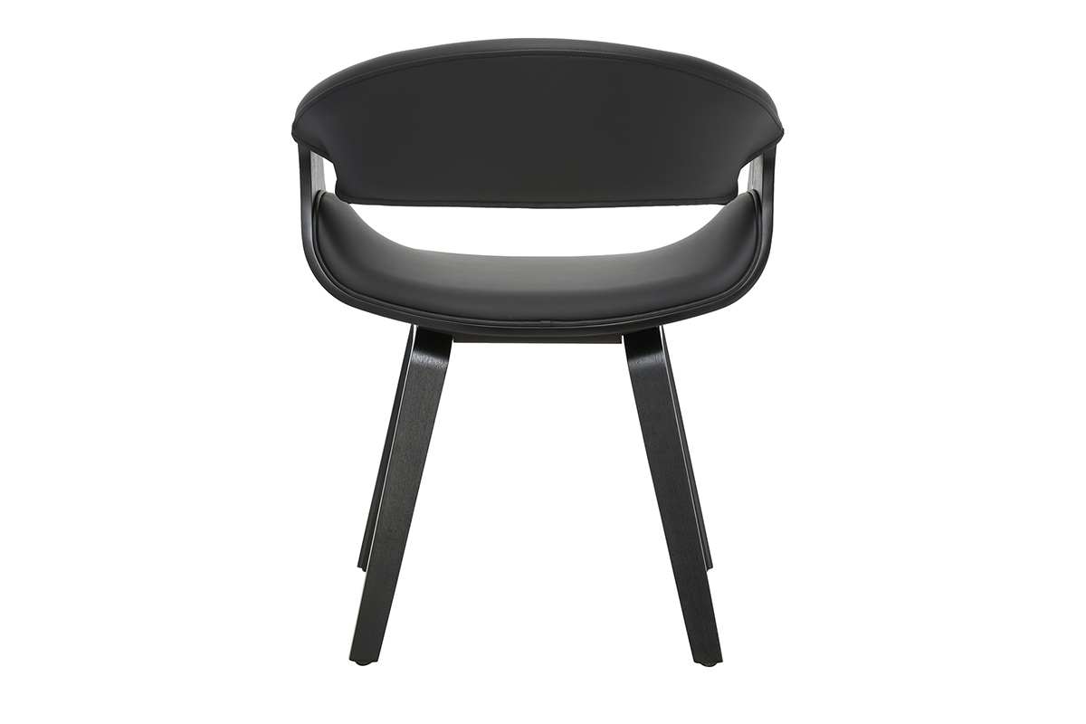 Fauteuil design noir ARAMIS avec accoudoirs, vue de dos.