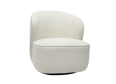Fauteuil design pivotant en tissu effet laine boucl&eacute;e blanc AMBER