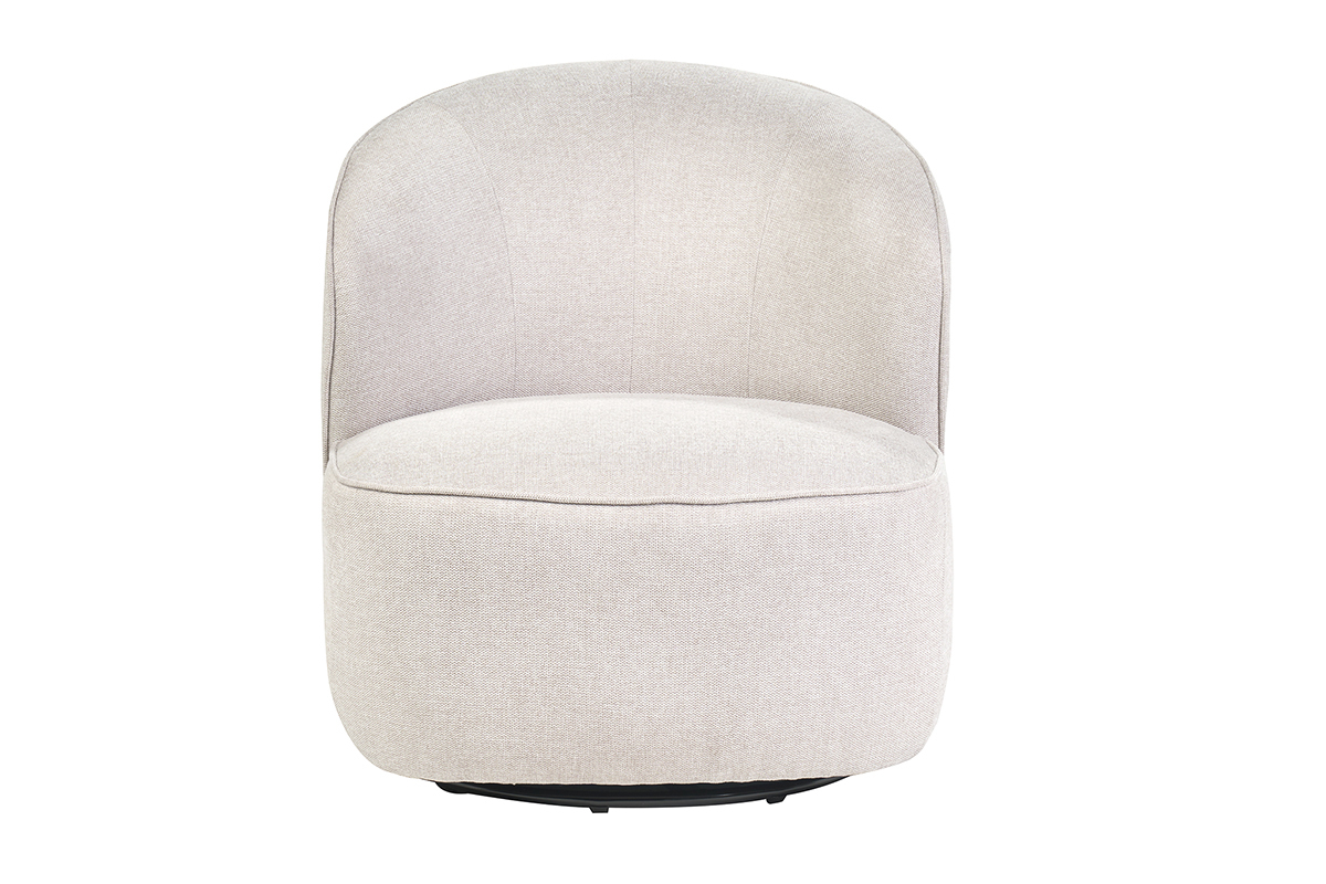 Fauteuil design pivotant en tissu effet velours textur� beige AMBER