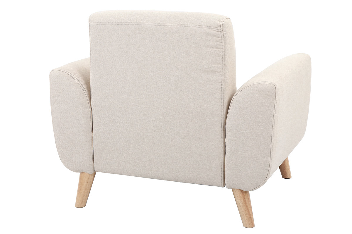 Fauteuil design tissu naturel et pieds ch�ne EKTOR