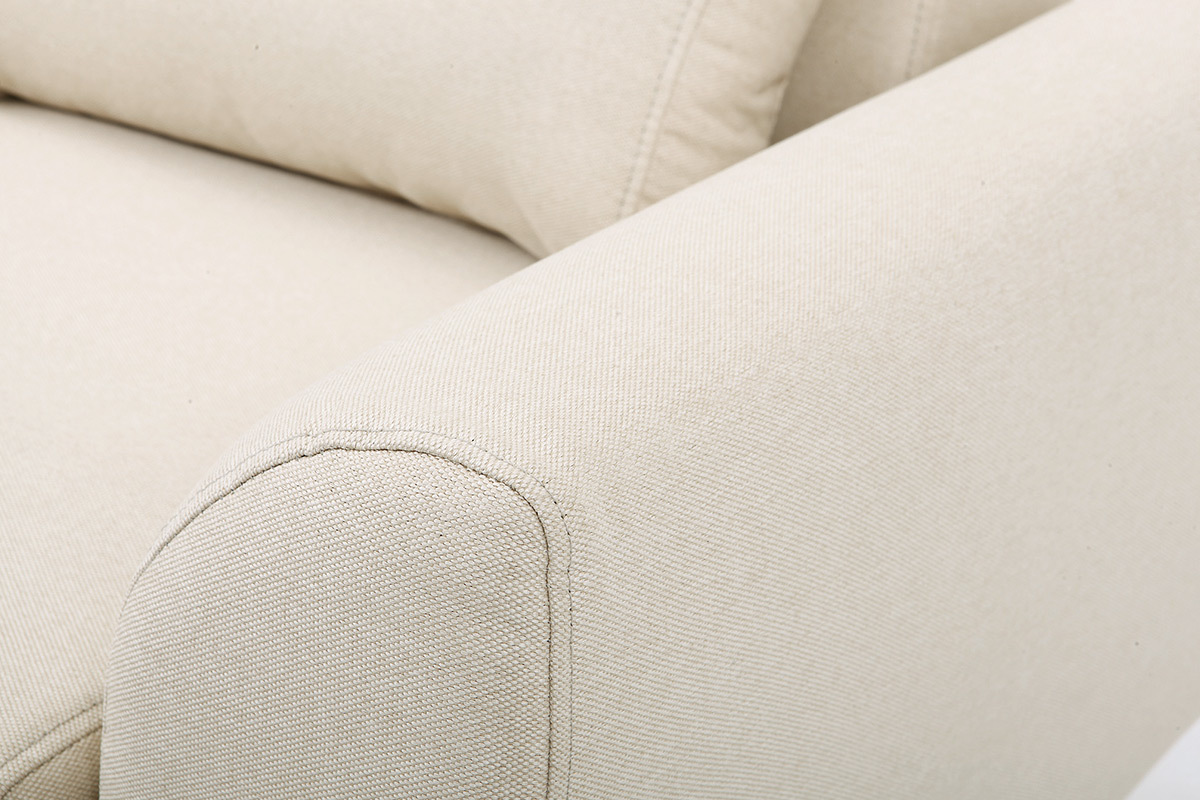 Fauteuil design tissu naturel et pieds ch�ne EKTOR
