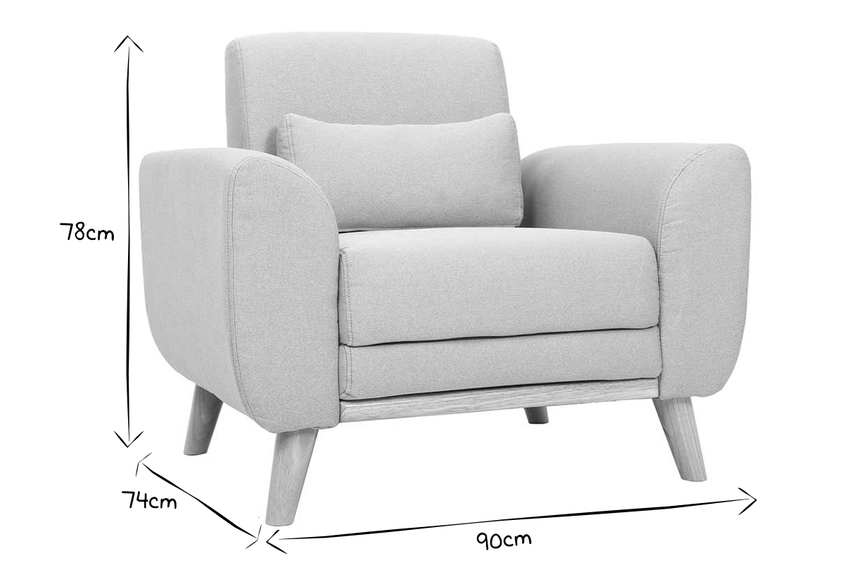 Fauteuil en tissu bleu fonc� et bois fonc� EKTOR