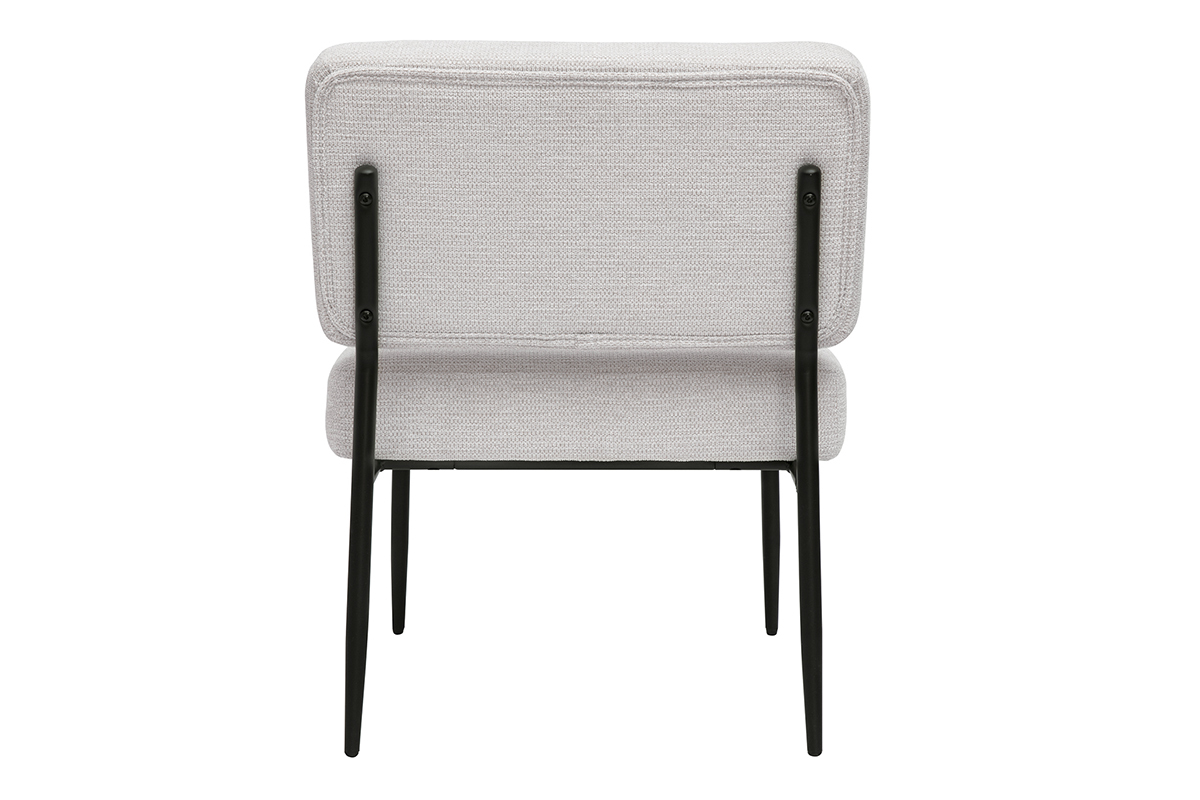 Fauteuil en tissu chenille beige et m�tal noir VEDANA