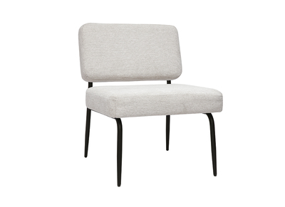 Fauteuil en tissu chenille beige et m&eacute;tal noir VEDANA