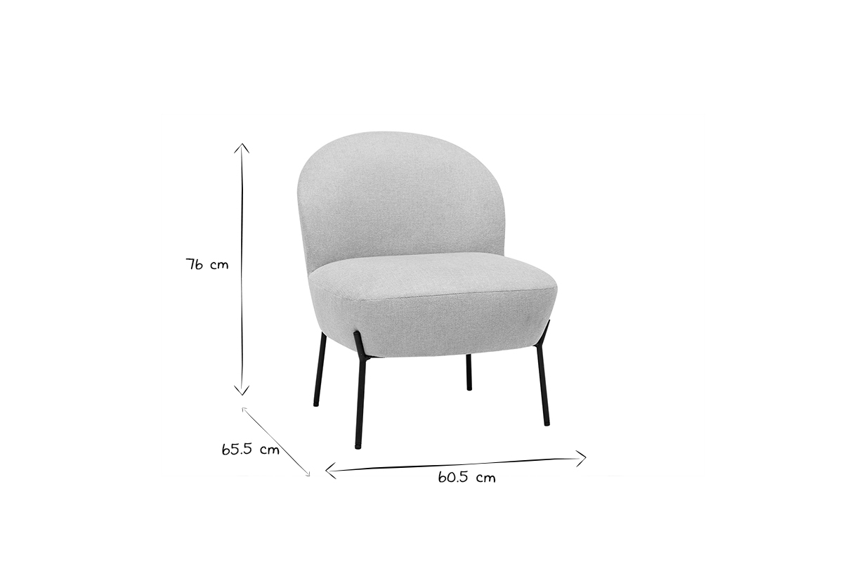 Fauteuil en tissu effet velours textur� beige et m�tal noir BELEY
