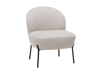 Fauteuil en tissu effet velours textur&eacute; beige et m&eacute;tal noir BELEY