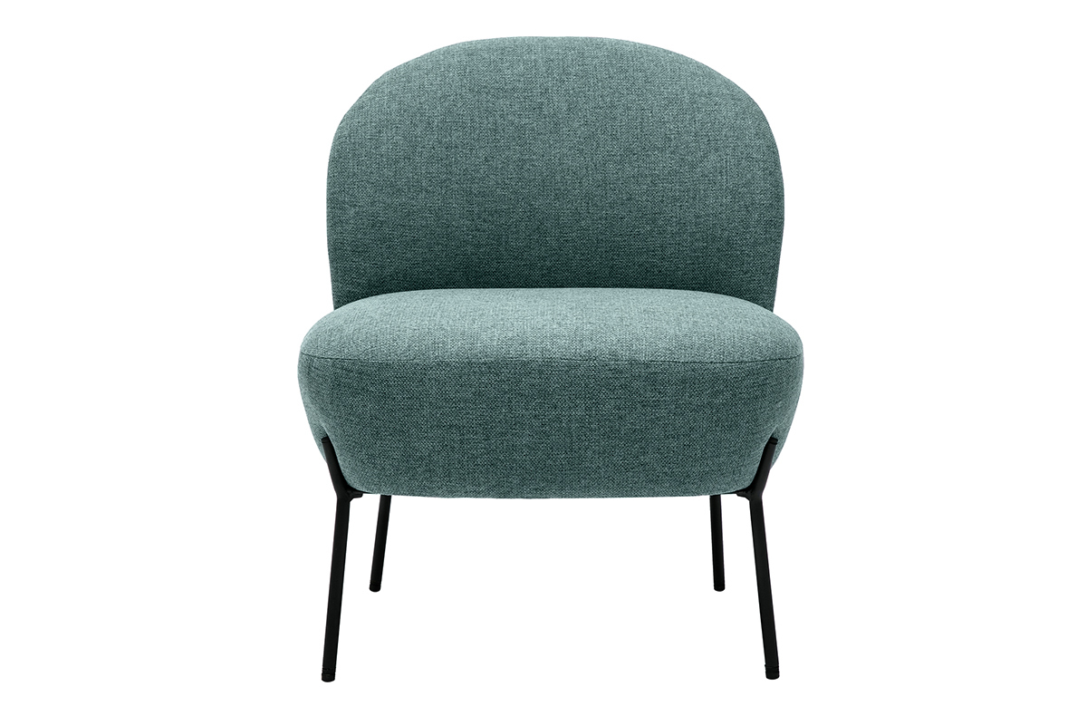 Fauteuil en tissu vert de gris et m�tal noir BELEY