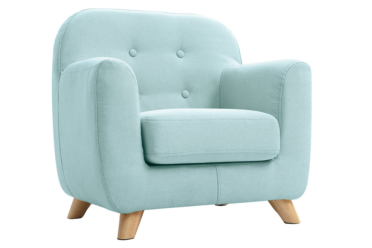 Fauteuil enfant scandinave en tissu menthe � l'eau et bois clair NORKID
