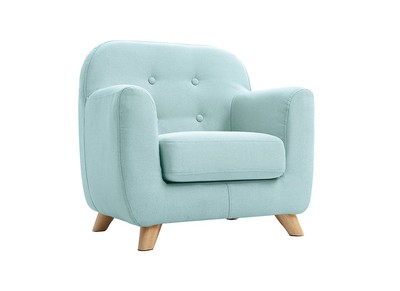 Fauteuil enfant scandinave en tissu menthe &agrave; l'eau et bois clair NORKID