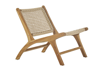 Fauteuil lounge en bois teck massif et corde tress&eacute;e SUMBA
