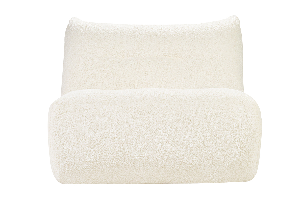 Fauteuil lounge en tissu bouclette blanc cass� BUMPY
