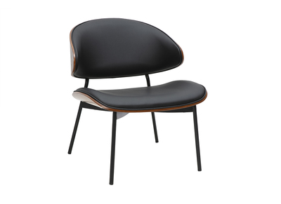 Fauteuil noir, bois fonc&eacute; et m&eacute;tal noir FABULO