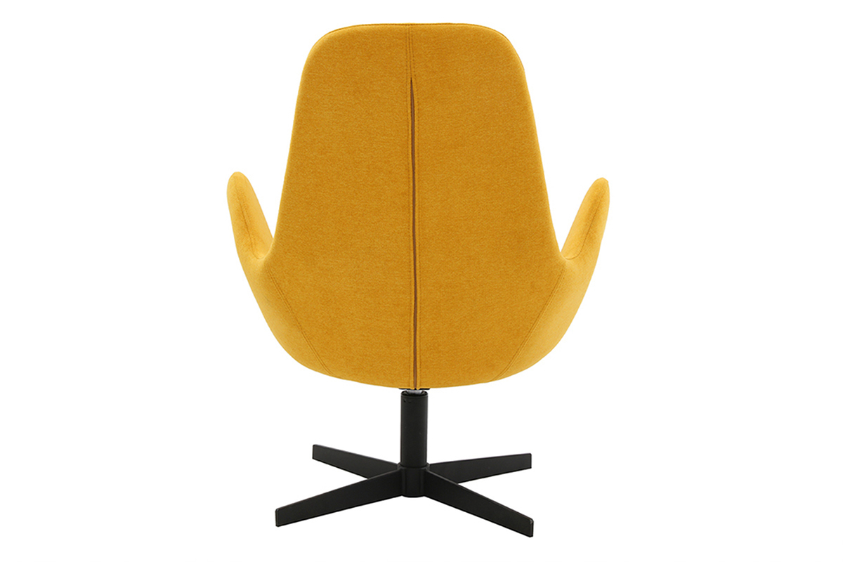 Fauteuil pivotant design en tissu effet velours jaune moutarde et m�tal noir ANDY