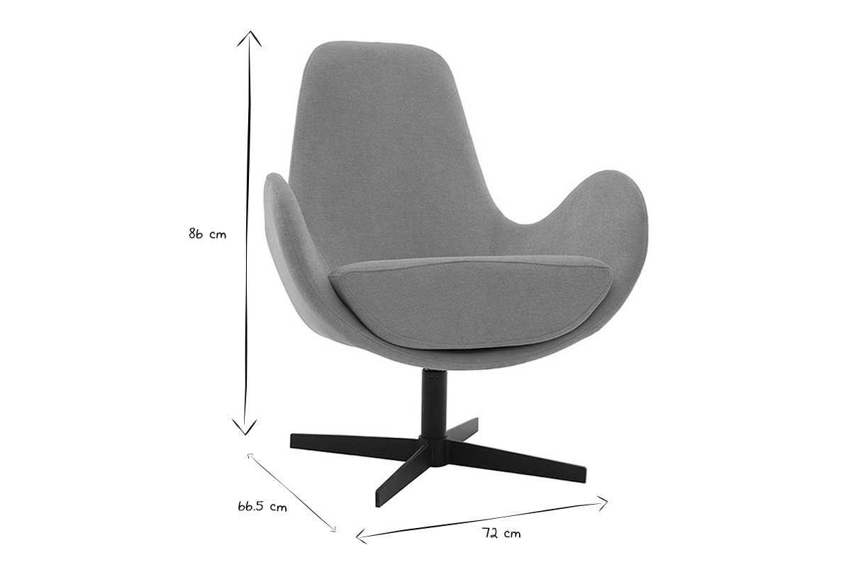 Fauteuil pivotant design en tissu effet velours jaune moutarde et m�tal noir ANDY