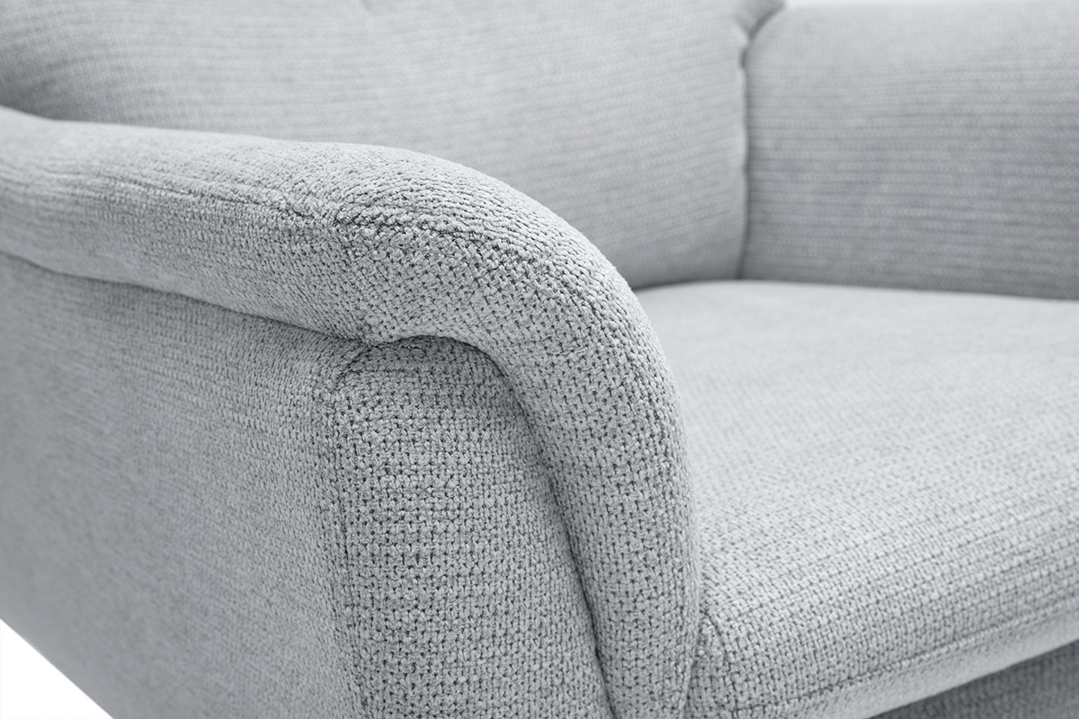 Fauteuil pivotant en tissu chenille gris et m�tal noir JONAH.
