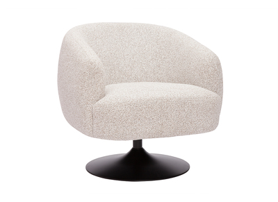 Fauteuil pivotant en tissu effet bouclette beige et m&eacute;tal noir BOWIE