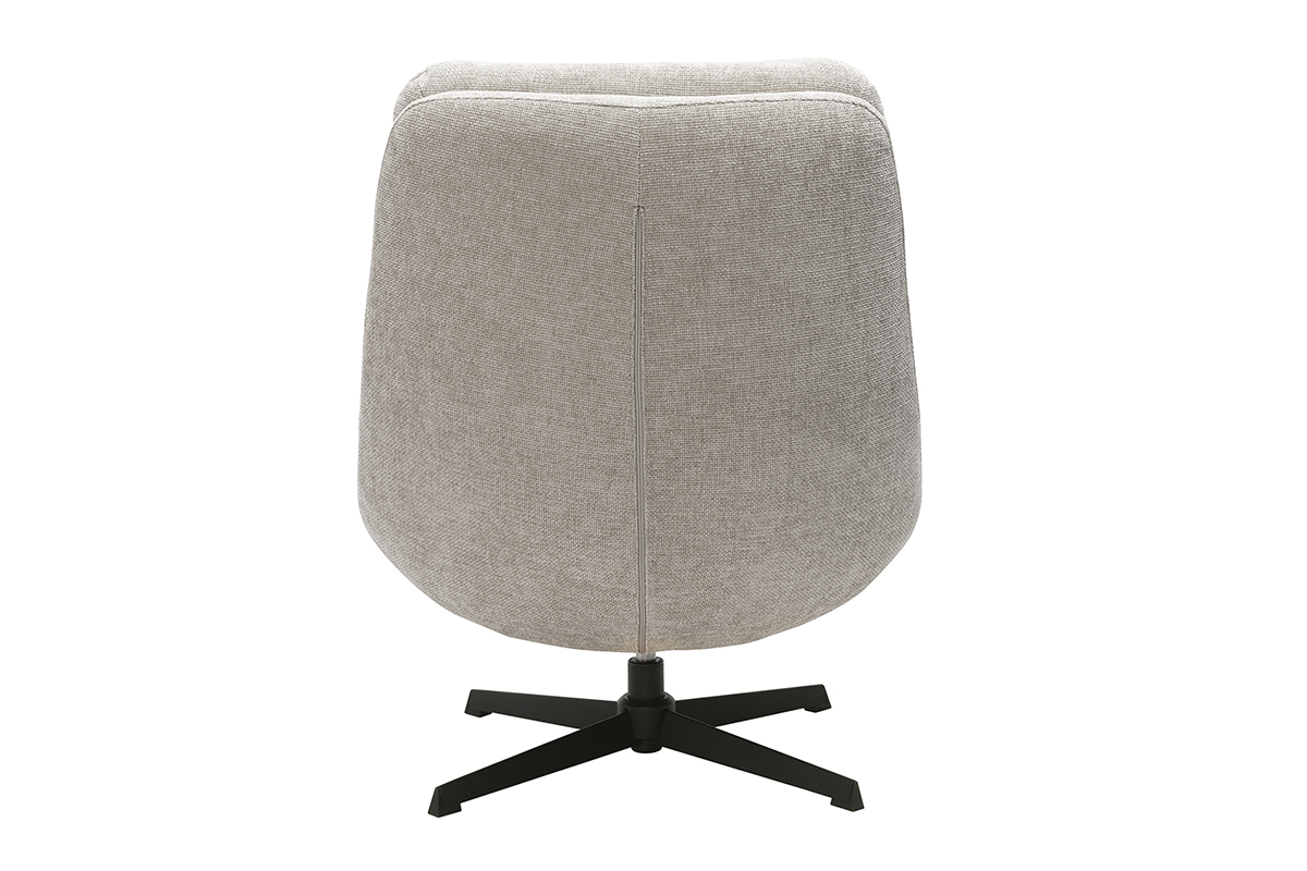Fauteuil pivotant beige en tissu effet velours,textur�, vue arri�re sur pi�tement en m�tal noir