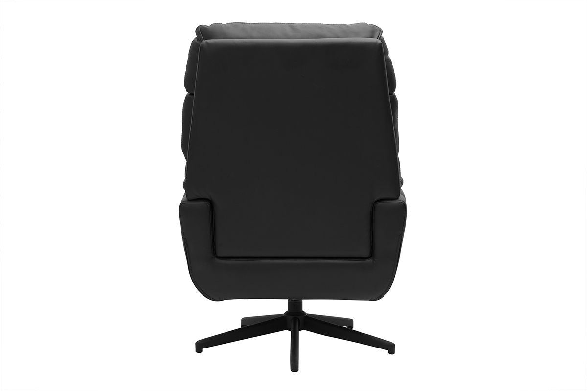 Fauteuil pivotant noir JONAH avec base en m�tal noir. Vue de dos.