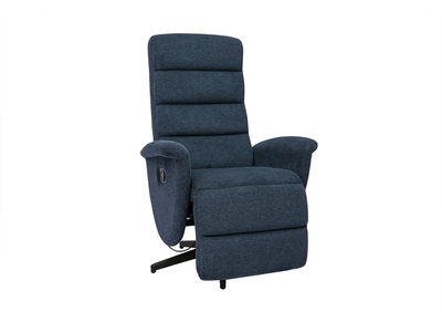 Fauteuil pivotant relax manuel en tissu chenille bleu fonc&eacute; NELSON