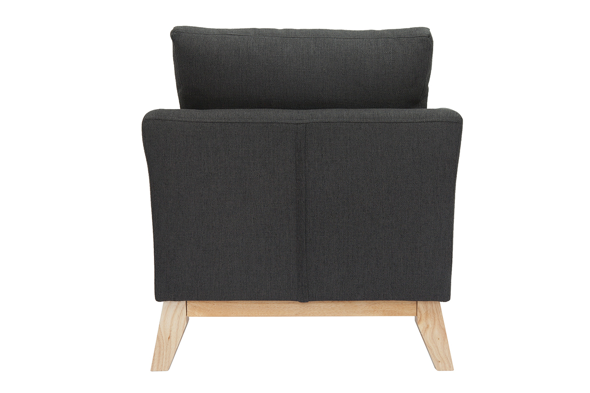 Fauteuil scandinave gris fonc� avec pieds en bois clair, vue arri�re.