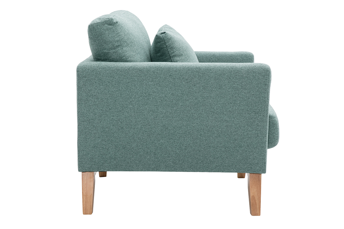 Fauteuil scandinave d�houssable en tissu vert de gris et bois clair OSLO