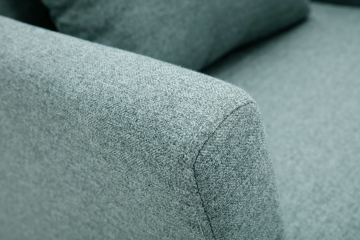 Fauteuil scandinave d�houssable en tissu vert de gris et bois clair OSLO