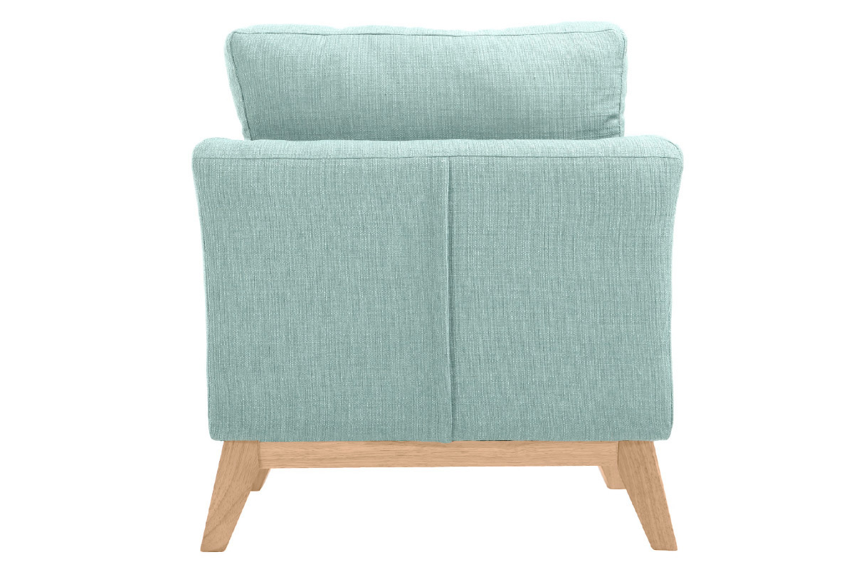 Fauteuil scandinave d�houssable en tissu vert lagon et bois clair OSLO