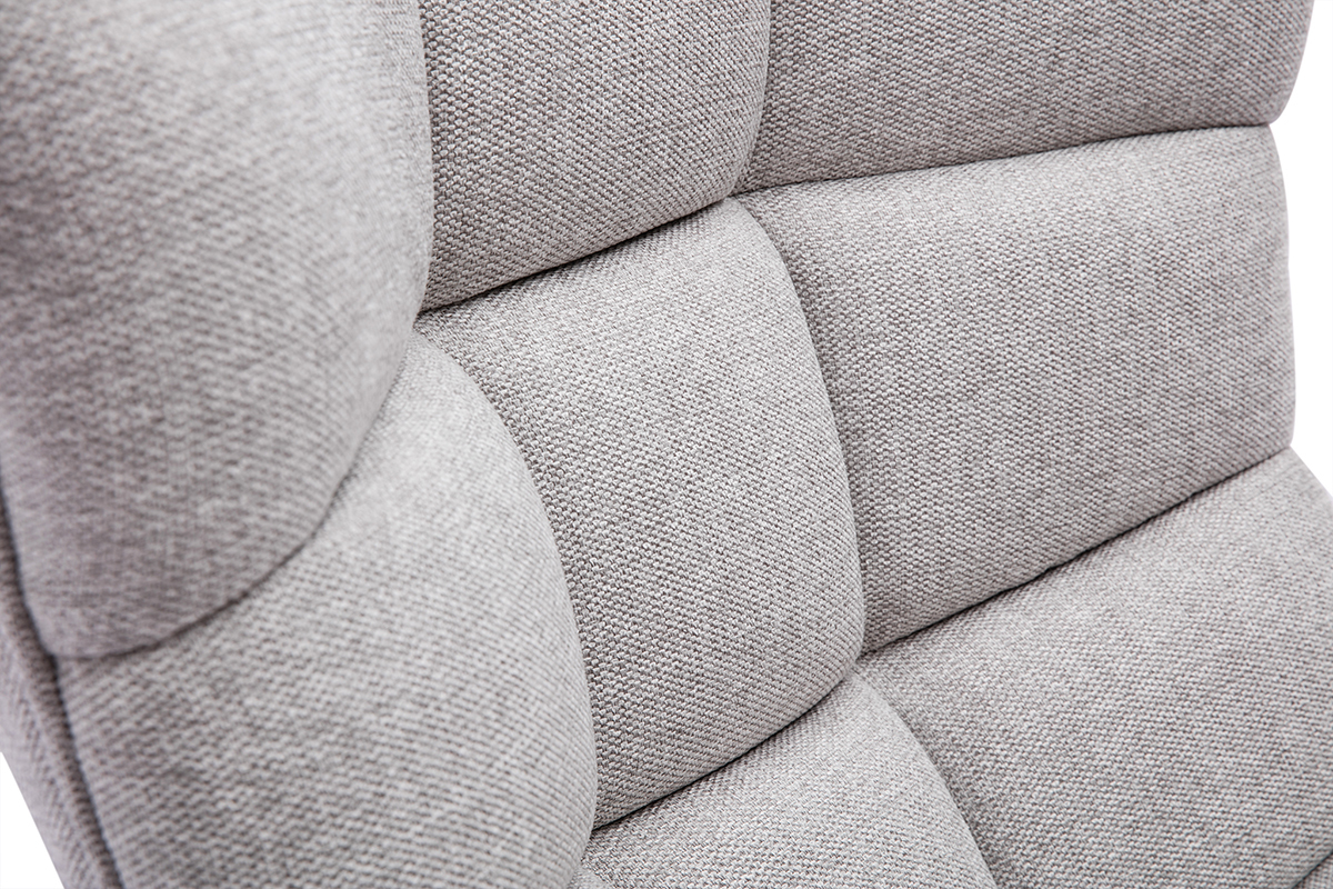 Fauteuil scandinave en tissu effet velours textur� gris clair et bois clair BRODY