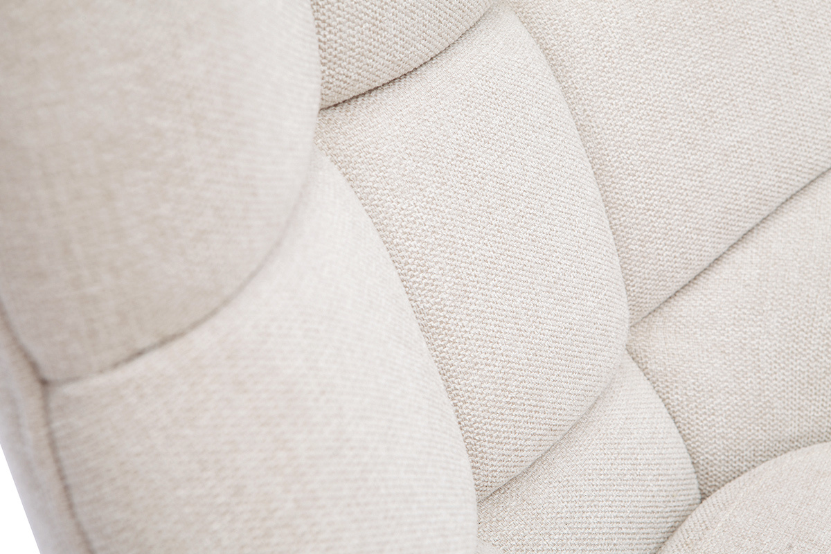 Fauteuil scandinave en tissu effet velours textur� naturel et bois clair BRODY