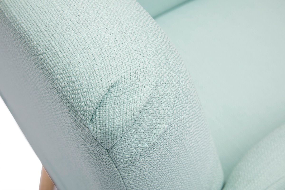 Fauteuil scandinave en tissu menthe � l'eau et bois clair ISKO